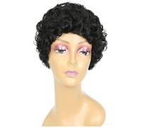 Capelli ricci corti ondulati neri Parrucca corta riccia Copricapo femminile adatto for parrucche da donna Parrucca nera Capelli non più