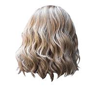 Capelli ricci corti, tinti con sfumatura, soffice riga centrale, set di capelli lunghi, parrucche lift, parrucche da donna, capelli veri corti (oro, taglia unica)