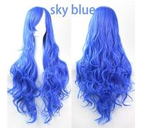 Capelli ricci lunghi Riccioli multicolori Parrucche Parrucca sintetica resistente al calore Halloween Party Parrucche da donna Cosplay 15 colori Blu cielo opzionale