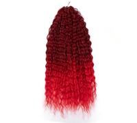 Capelli ricci Onda d'acqua Torsione Capelli all'uncinetto Capelli treccia sintetici Ombre Biondo Rosa Estensione dei capelli intrecciati a onda profonda da 24 pollici(T1B-RED)