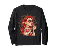 Capelli rossi Rockabilly Pin Up Girl Retro Vintage Lollipop anni '50 Maglia a Manica