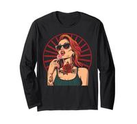Capelli rossi Rockabilly Pin Up Girl Retro Vintage Lollipop anni '50 Maglia a Manica