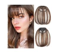 Capelli scoppi Estensione sintetica for capelli con clip ad aria, frangia naturale corta nera, frangia dritta, estensioni dei capelli, frangia finta resistente al calore Extensions per i capelli(Mn42-