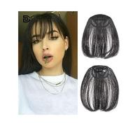 Capelli scoppi Estensione sintetica for capelli con clip ad aria, frangia naturale corta nera, frangia dritta, estensioni dei capelli, frangia finta resistente al calore Extensions per i capelli(Mn42-