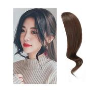 Capelli scoppi Estensioni della frangia ondulata dei capelli umani con frangia laterale ondulata da 2 pezzi Clip da donna nell'estensione dei capelli con frangia Extensions per i capelli(Dark Brown)