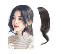 Capelli scoppi Estensioni della frangia ondulata dei capelli umani con frangia laterale ondulata da 2 pezzi Clip da donna nell'estensione dei capelli con frangia Extensions per i capelli(Natual Black)