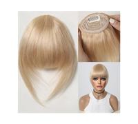 Capelli scoppi Fermaglio for capelli con frangia Frangia di capelli umani al 100% Frangia francese marrone naturale con aste Posticci piatti finti spessi e piatti for le donne Extensions per i capelli