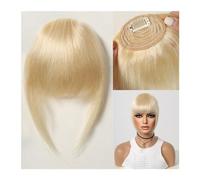 Capelli scoppi Fermaglio for capelli con frangia Frangia di capelli umani al 100% Frangia francese marrone naturale con aste Posticci piatti finti spessi e piatti for le donne Extensions per i capelli