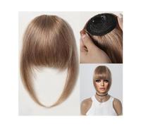 Capelli scoppi Fermaglio for capelli con frangia Frangia di capelli umani al 100% Frangia francese marrone naturale con aste Posticci piatti finti spessi e piatti for le donne Extensions per i capelli