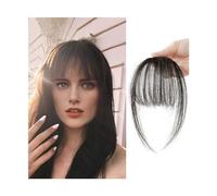 Capelli scoppi Frangia con clip Estensioni dei capelli con clip, Frangia ad aria marrone nera con aste Posticci for donne Frangia curva Extensions per i capelli(Q32-Black-brown)