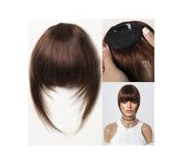 Capelli scoppi Frangia di capelli umani al 100% Frangia francese marrone scuro naturale Clip for capelli in frangia con tempie Parrucchino for donna Clip on Air Bang Extensions per i capelli(005-2)