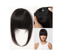 Capelli scoppi Frangia di capelli umani al 100% Frangia francese marrone scuro naturale Clip for capelli in frangia con tempie Parrucchino for donna Clip on Air Bang Extensions per i capelli(005-1)