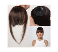 Capelli scoppi Frangia di capelli umani Fermaglio for capelli con frangia francese naturale nero marrone con frangia frangia con tempie Parrucchino for donna Clip su Air Bang Extensions per i capelli(
