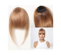 Capelli scoppi Frangia di capelli umani Fermaglio for capelli con frangia francese naturale nero marrone con frangia frangia con tempie Parrucchino for donna Clip su Air Bang Extensions per i capelli(