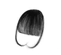 Capelli scoppi Frangia di capelli umani veri Clip for capelli con frangetta naturale Frangia con tempie Parrucchino for donna Clip on Air Bang 4,5 pollici Extensions per i capelli(Nero)
