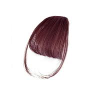 Capelli scoppi Frangia di capelli umani veri Clip for capelli con frangetta naturale Frangia con tempie Parrucchino for donna Clip on Air Bang 4,5 pollici Extensions per i capelli(Wine Red)