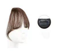 Capelli scoppi Parrucca Air Bangs for donna con toppa invisibile sulla fronte anteriore naturale, viso tondo, frangia francese, frangia finta Extensions per i capelli(Light Brown)