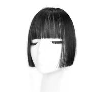 Capelli scoppi Parrucca sintetica con frangia taglio principessa. Frangia femminile. Capelli finti. Parrucca sulla fronte naturale Extensions per i capelli(Natural black)
