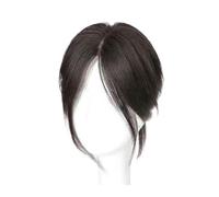 Capelli scoppi Pezzi di parrucca for donna Testa di capelli simulati Frangia naturale e soffice a forma di otto Pezzi di capelli leggeri e sottili Extensions per i capelli(Brownish black)