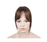 Capelli scoppi Toppers for capelli umani for capelli umani, clip finta sottile in frangia, frangia marrone nero, frangia smussata Extensions per i capelli(Middle Part Bangs)