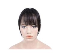 Capelli scoppi Toppers for capelli umani for capelli umani, clip finta sottile in frangia, frangia marrone nero, frangia smussata Extensions per i capelli(Blunt Bangs)