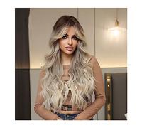 Capelli Sintetici Biondo Ombre Parrucca sintetica bionda marrone Parrucche ondulate lunghe con frangia Uso quotidiano Cosplay Party Fibra resistente al calore for le donne Parrucca sintetica