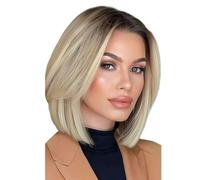 Capelli sintetici Bob da 12 pollici, capelli corti e morbidi 13x4 HD con pizzo frontale for donne, densità 150 Soffice e Naturale(SLY103-BD)