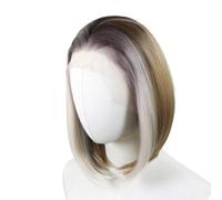 Capelli sintetici Bob da 12 pollici, capelli corti e morbidi 13x4 HD con pizzo frontale for donne, densità 150 Soffice e Naturale(SLY-105BD)