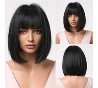 Capelli Sintetici Lisci Di Media Lunghezza Blu Bianco Ombre Con Frangia Parrucca Cosplay Bob Corto Per Le Donne Festa Quotidiana Resistente Al Calore