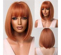 Capelli Sintetici Lisci Di Media Lunghezza Blu Bianco Ombre Con Frangia Parrucca Cosplay Bob Corto Per Le Donne Festa Quotidiana Resistente Al Calore