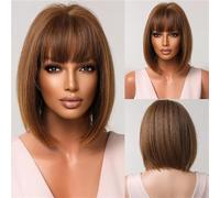 Capelli Sintetici Lisci Di Media Lunghezza Blu Bianco Ombre Con Frangia Parrucca Cosplay Bob Corto Per Le Donne Festa Quotidiana Resistente Al Calore
