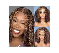 Capelli Sintetici Parrucca a onde profonde P4/27 Parrucca Bob con parte a T in capelli umani Parrucca frontale in pizzo trasparente for donne Parrucca sintetica(12inches)