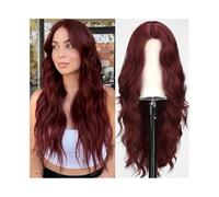 Capelli Sintetici Parrucca alla moda con capelli lunghi e ricci in fibra sintetica, seta ad alta temperatura, copertura completa della testa Parrucca sintetica(103f-wine red)