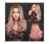 Capelli Sintetici Parrucca bionda ombre ondulata lunga for donna Cosplay quotidiano Parte centrale naturale Parrucche rosa sintetiche Parrucca Lolita resistente al calore Parrucca sintetica