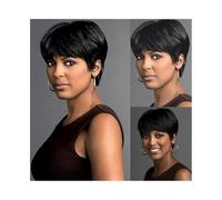 Capelli Sintetici Parrucca corta Pixie Cut Capelli umani for donne con frangia Parrucche brasiliane for capelli umani Parrucca sintetica