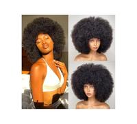 Capelli Sintetici Parrucca corta riccia for capelli umani con frangia Parrucche brasiliane completamente realizzate a macchina Densità 180% Parrucca sintetica(6inches)