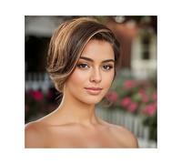 Capelli Sintetici Parrucca corta trasparente 13X4 pizzo frontale parrucche capelli umani ondulati attaccatura dei capelli prepizzicata Parrucca sintetica