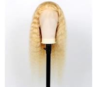 Capelli Sintetici Parrucca frontale in pizzo con capelli umani 13x4, onda profonda, #613, parrucca frontale in pizzo pre-pizzicata Parrucca sintetica(18inches)