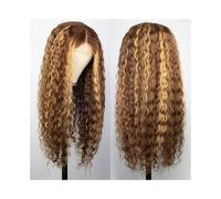 Capelli Sintetici Parrucca frontale in pizzo Ombre Capelli umani P4/27 Biondo miele 13x4 Parrucca frontale in pizzo a onde profonde Parrucca sintetica(24inches)