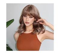 Capelli Sintetici Parrucca sintetica a onde naturali biondo cenere for donna Parrucche bionde lunghe fino alle spalle con frangia Fibra ad alta temperatura Parrucca sintetica