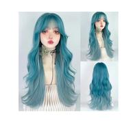 Capelli Sintetici Parrucca sintetica a strati, ondulata lunga, con frangia, for donne, soffice e con capelli lisci, for feste quotidiane Parrucca sintetica