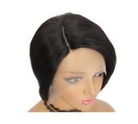 Capelli Sintetici Parrucche corte Pixie Cut Capelli umani 13x4x1 Parte laterale Bob Parrucche frontali in pizzo for donne Capelli lisci Remy Parte a T Parrucca sintetica(6inches)