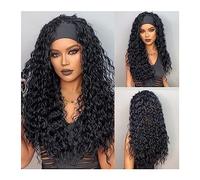 Capelli Sintetici Parrucche sintetiche con fascia riccia Parrucca for fascia da donna lunga nera naturale Onda profonda Capelli bohémien for donne nere Capelli finti Parrucca sintetica