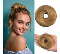 Capelli Straight Hair Donut per le donne Ragazza Capelli Bun coda di cavallo(Miele marrone)