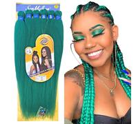 Capelli SUPER JUMBO PREMIUM Braid per Treccine Africane PESO: 522g, LUNGHE: 65cm Pre-Stretched - Hair Braiding Extension, Anellini per Styling COMPRESI, (Verde, 65 cm)