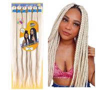 Capelli SUPER JUMBO PREMIUM Braid per Treccine Africane PESO: 522g, LUNGHE: 65cm Pre-Stretched - Hair Braiding Extension, Anellini per Styling COMPRESI, (Biondo Platino, 65 cm)