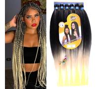 Capelli SUPER JUMBO PREMIUM Braid per Treccine Africane PESO: 522g, LUNGHE: 65cm Pre-Stretched - Hair Braiding Extension, Anellini per Styling COMPRESI, (Black/Platinum Blonde, 65 cm)