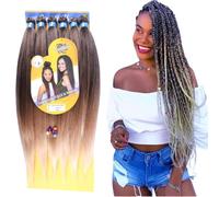 Capelli SUPER JUMBO PREMIUM Braid per Treccine Africane PESO: 522g, LUNGHE: 65cm Pre-Stretched - Hair Braiding Extension, Anellini per Styling COMPRESI, (Black/Biondo Miele/Biondo Platino, 65 cm)