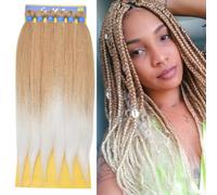 Capelli SUPER JUMBO PREMIUM Braid per Treccine Africane PESO: 522g, LUNGHE: 65cm Pre-Stretched - Hair Braiding Extension, Anellini per Styling COMPRESI, (White Biondo Miele/White, 65 cm)