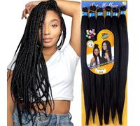 Capelli SUPER JUMBO PREMIUM Braid per Treccine Africane PESO: 522g, LUNGHE: 65cm Pre-Stretched - Hair Braiding Extension, Anellini per Styling COMPRESI, (Total Black, 65 cm)